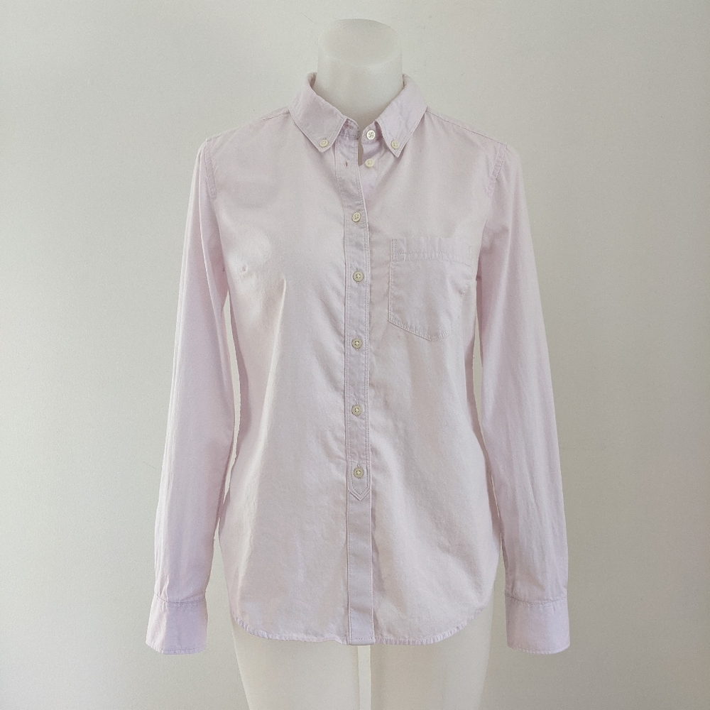 GAP Shrunken Boyfriend Shirt, Pink, XS